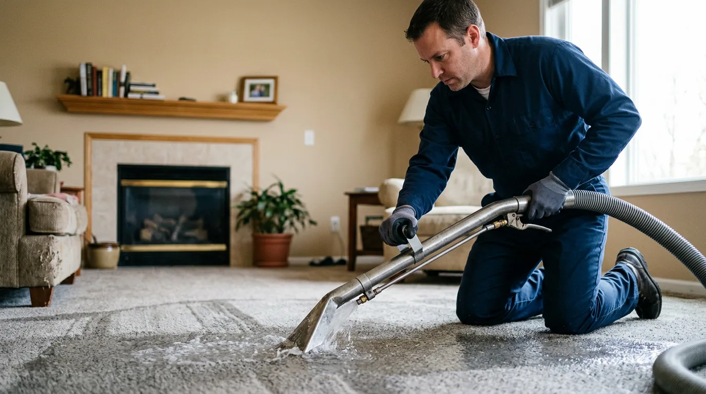 Water damage restoration technician working near Pownal, VT
